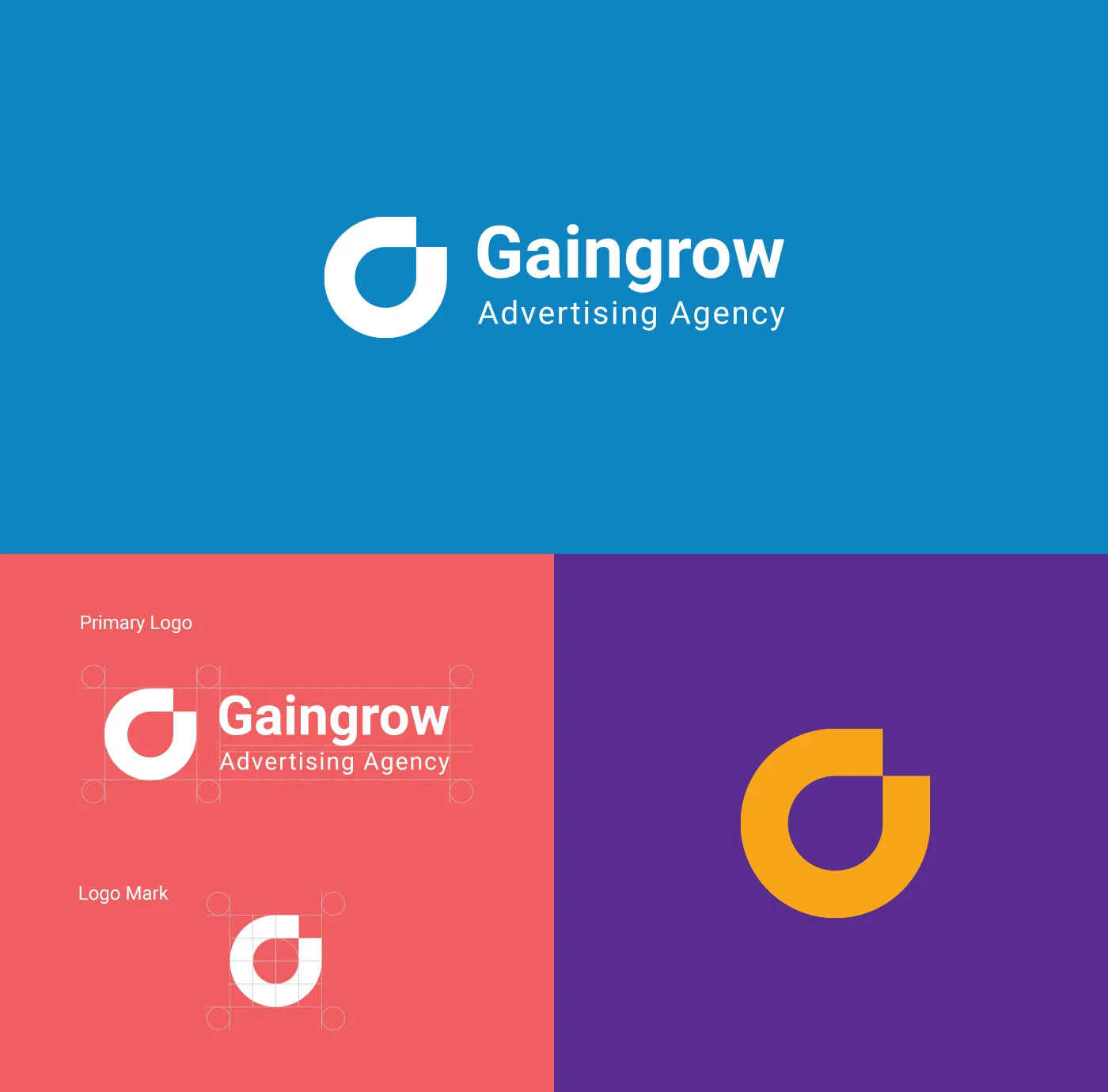 Gaingrow logo design with colorful geometric pattern