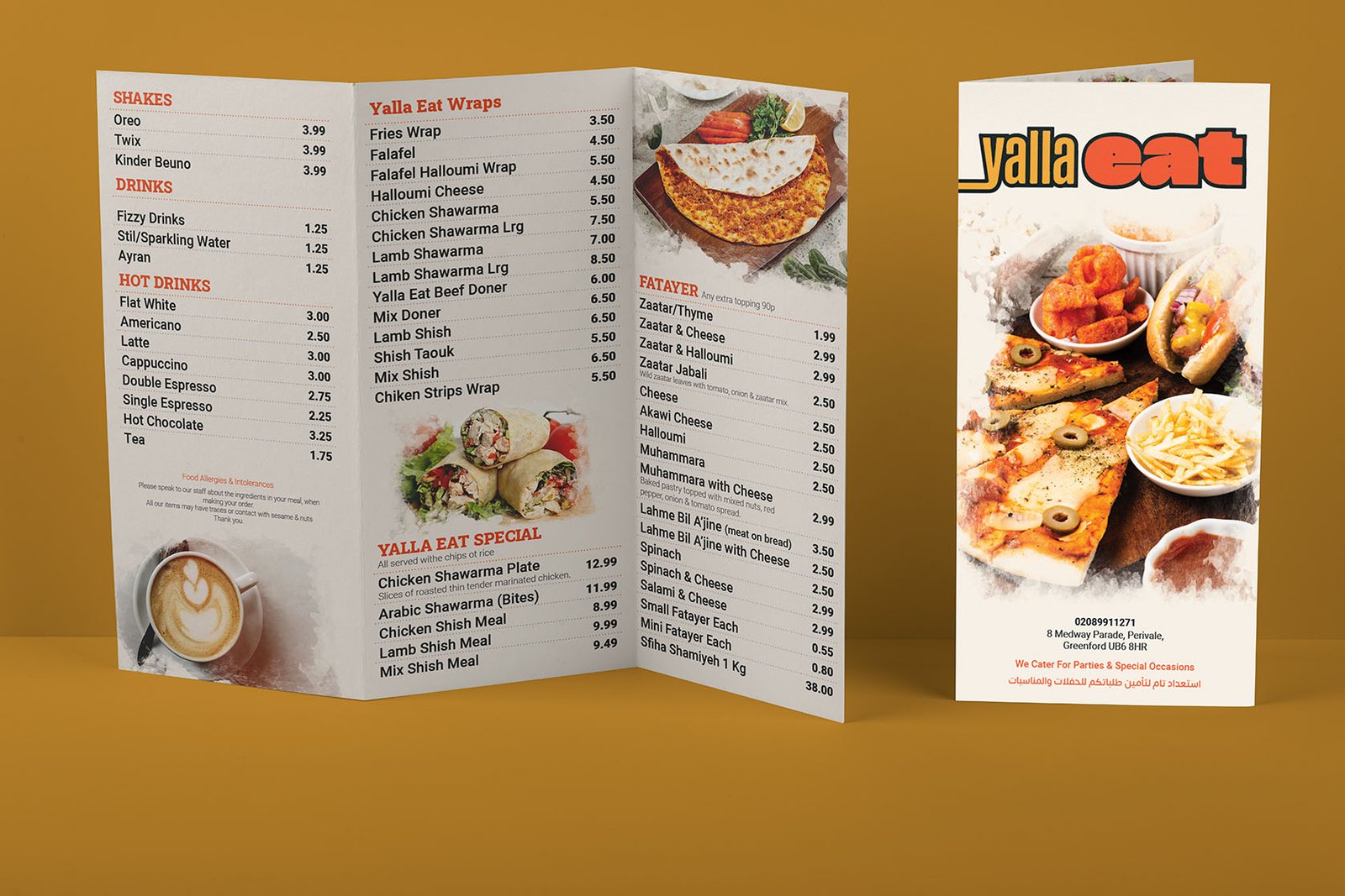 Yalla Eat brochure menu mockup 2