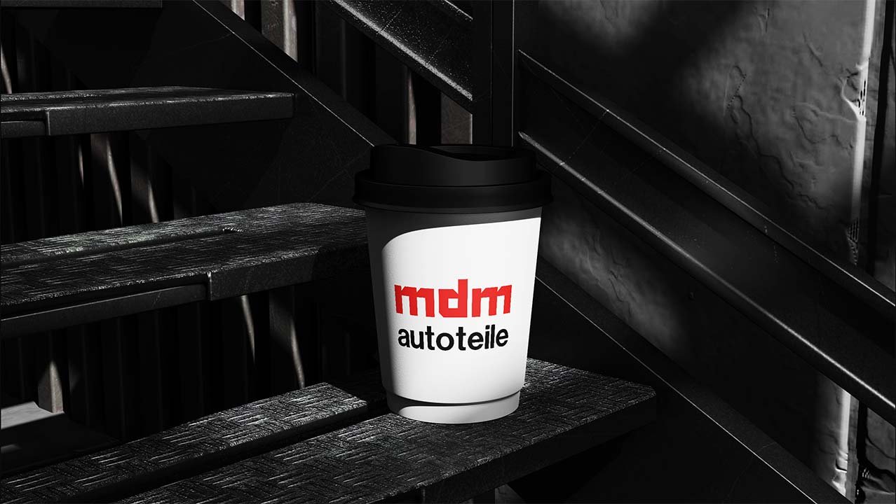 mdm Autoteile branded coffee cup mockup