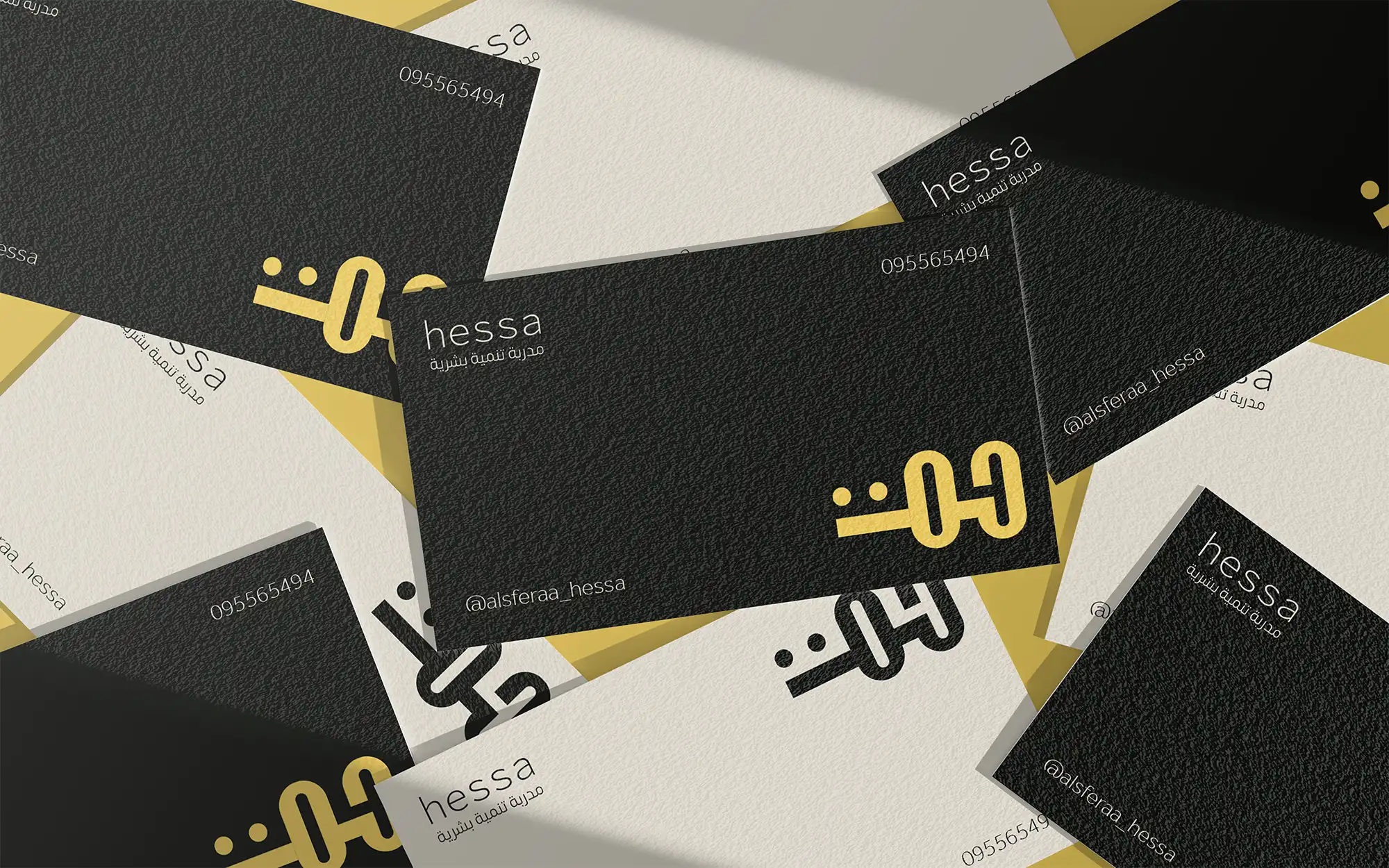 Hessa personal brand identity and business card design for a personal development trainer