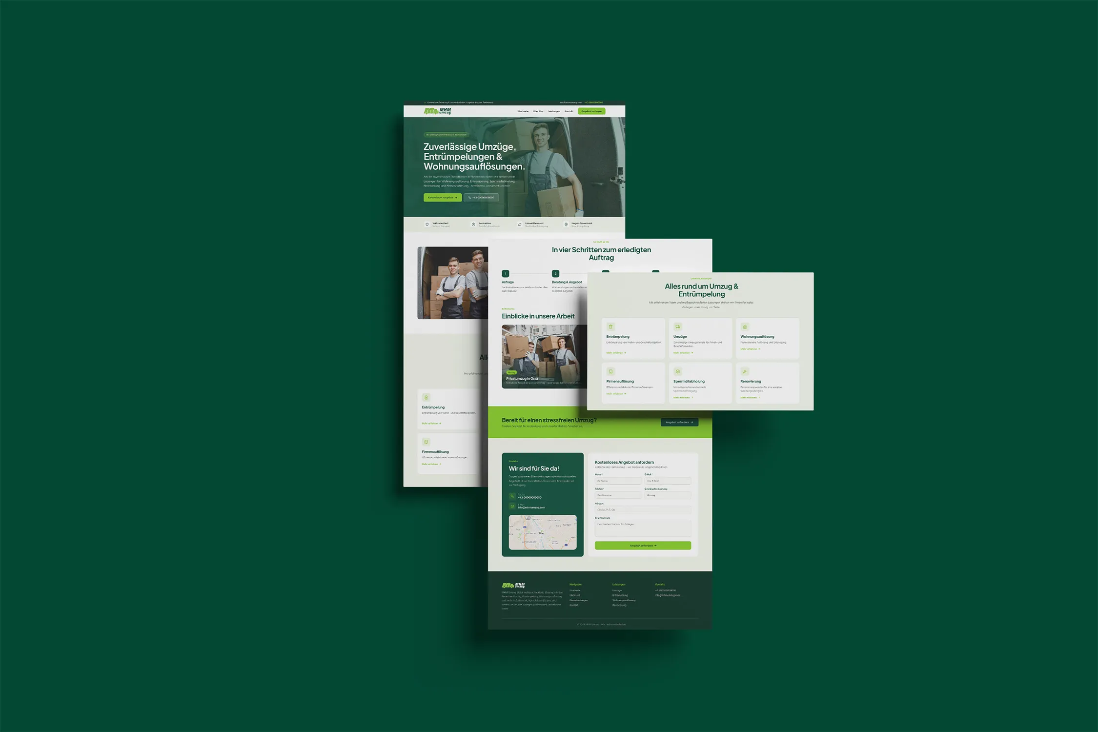 MHM Umzug full homepage design with services process and quote form