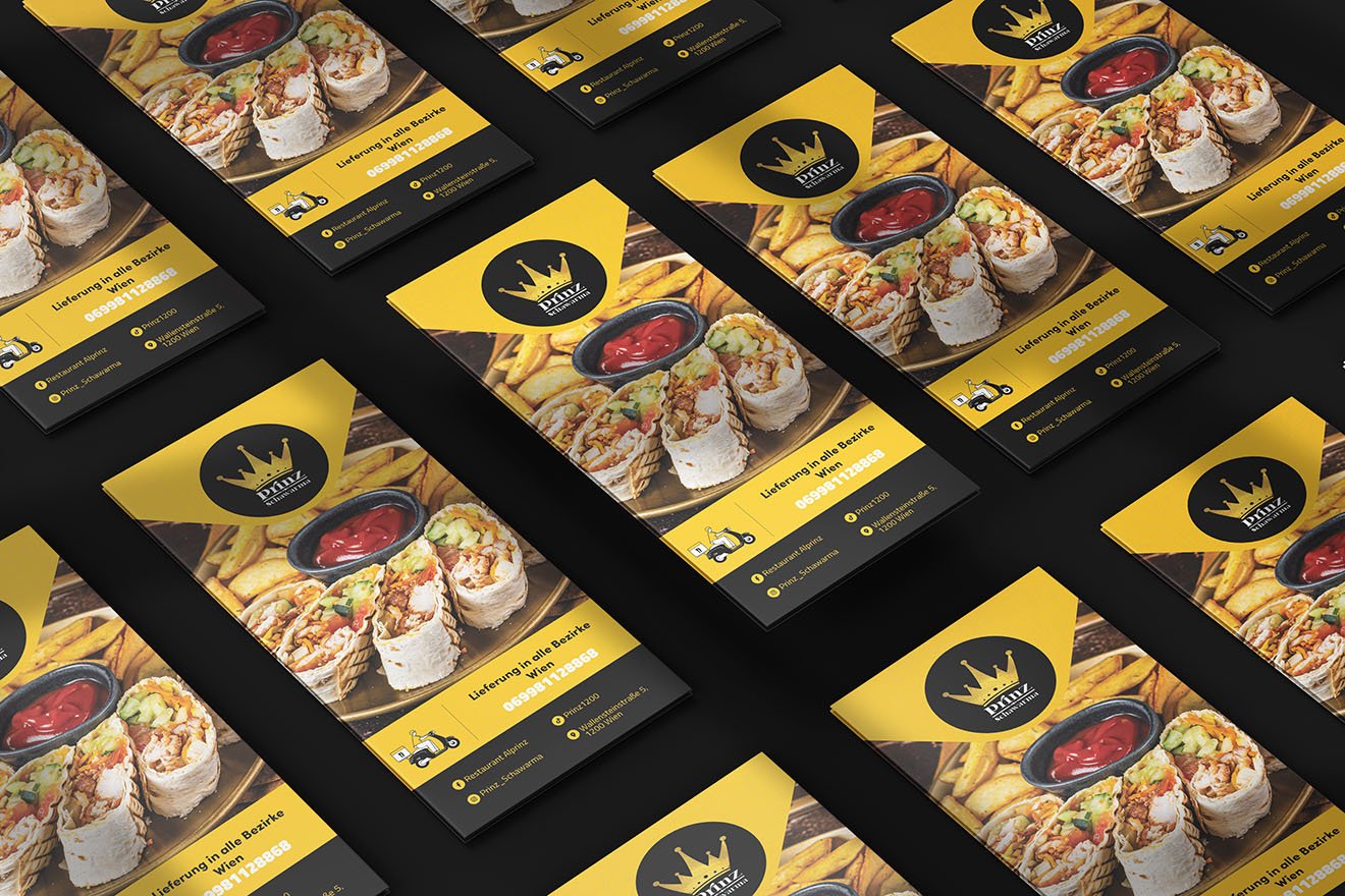Prinz Schawarma printed folded menu design