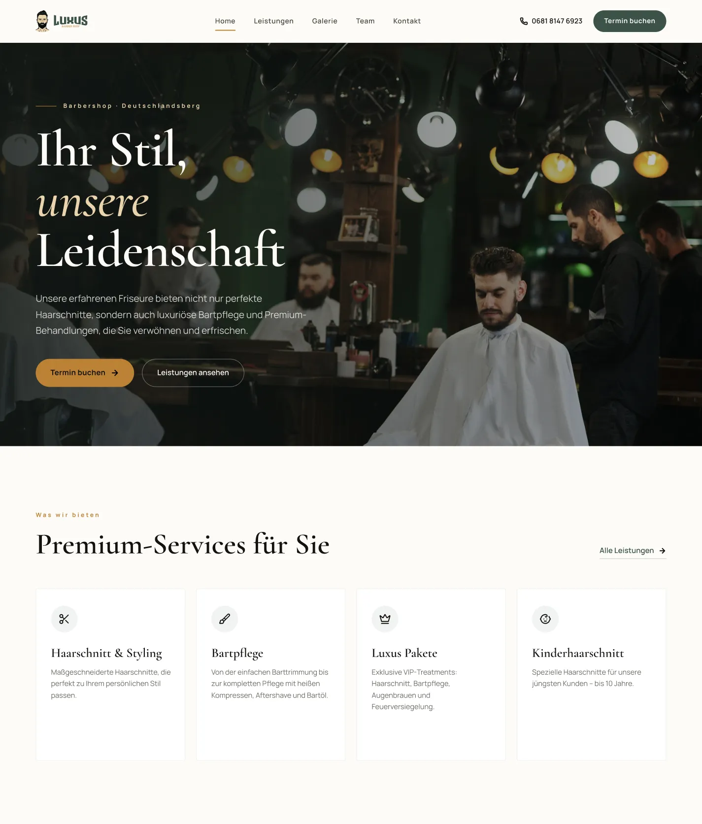 Luxus Barber Shop Website Design — project image 1